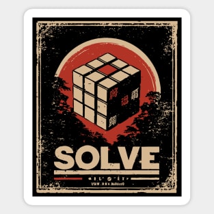 Solve Puzzle Cube - Vintage Japanese-Style Puzzle Art Magnet